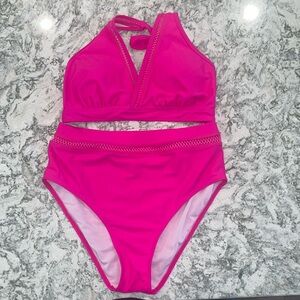 High Wasted Bikini Halter Tummy Control Size Medium